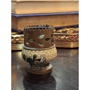 Antique Asian Oriental Chinoiserie Diminutive Polychrome Cloisonne Enamel Lamp